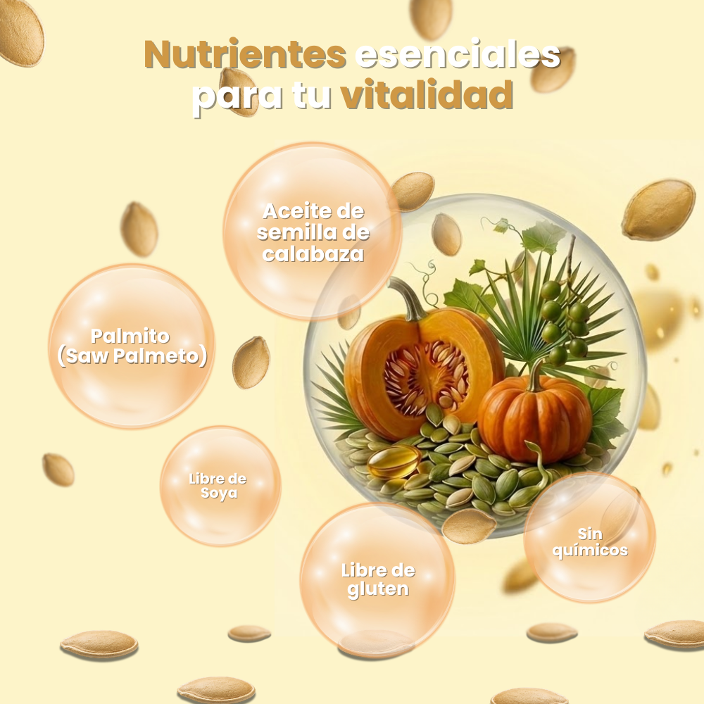 Tienda Oficial | VIVONU® Semilla de Calabaza + Palmito 1000 mg · Fórmula Avanzada de Bienestar Masculino (Uso diario, cambios progresivos en 7 días) 👨⚕️ Apoya salud urinaria, descanso nocturno y vitalidad masculina