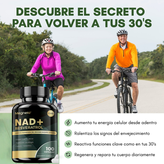NAD+ Resveratrol 1200 mg | Hecho en EE. UU. | – Antienvejecimiento, Energía y Concentración