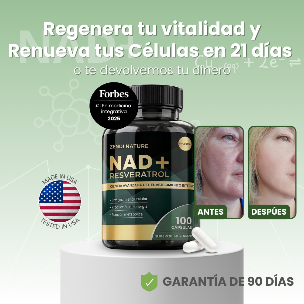 Tienda Oficial | 𝙉𝘼𝘿+® 𝙍𝙚𝙨𝙫𝙚𝙧𝙖𝙩𝙧𝙤𝙡 × 𝙌𝙪𝙚𝙧𝙘𝙚𝙩𝙞𝙣𝙖 𝟯-𝗲𝗻-𝟭 𝘼𝙙𝙫𝙖𝙣𝙘𝙚𝙙 𝘾𝙚𝙡𝙡 𝗦𝘂𝗽𝗽𝗼𝗿𝘁👨‍⚕️ Para metabolismo lento, estrés oxidativo, fatiga, envejecimiento celular y bajo rendimiento