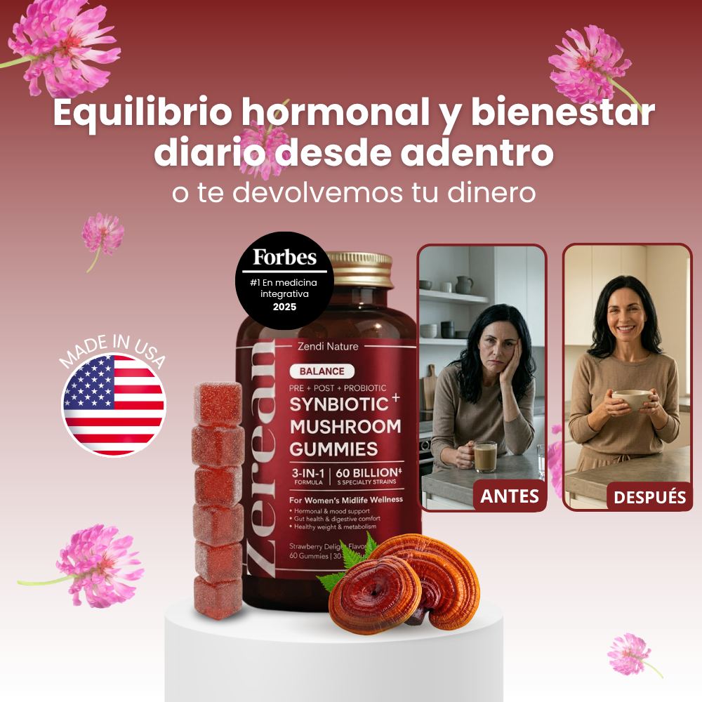 ZEREAN BALANCE™ | Fórmula Sinbiótica + Hongos Funcionales 3-en-1 para Equilibrio Hormonal y Menopausia