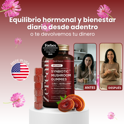 ZEREAN BALANCE™ | Fórmula Sinbiótica + Hongos Funcionales 3-en-1 para Equilibrio Hormonal y Menopausia