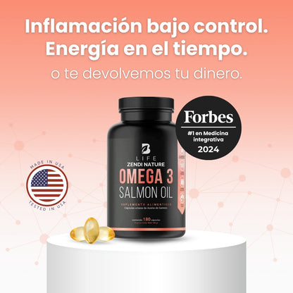B Life Omega 3 Aceite Puro De Salmón | 90 Cápsulas | Máxima concentración de EPA y DHA | Omega 3 Salmon Oil.
