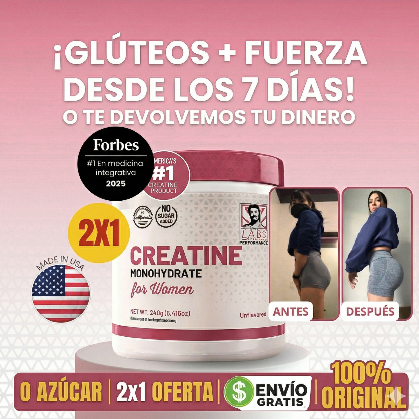 Old School® Monohidrato de creatina para mujeres 2x1!