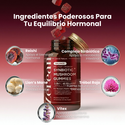 ZEREAN BALANCE™ | Fórmula Sinbiótica + Hongos Funcionales 3-en-1 para Equilibrio Hormonal y Menopausia
