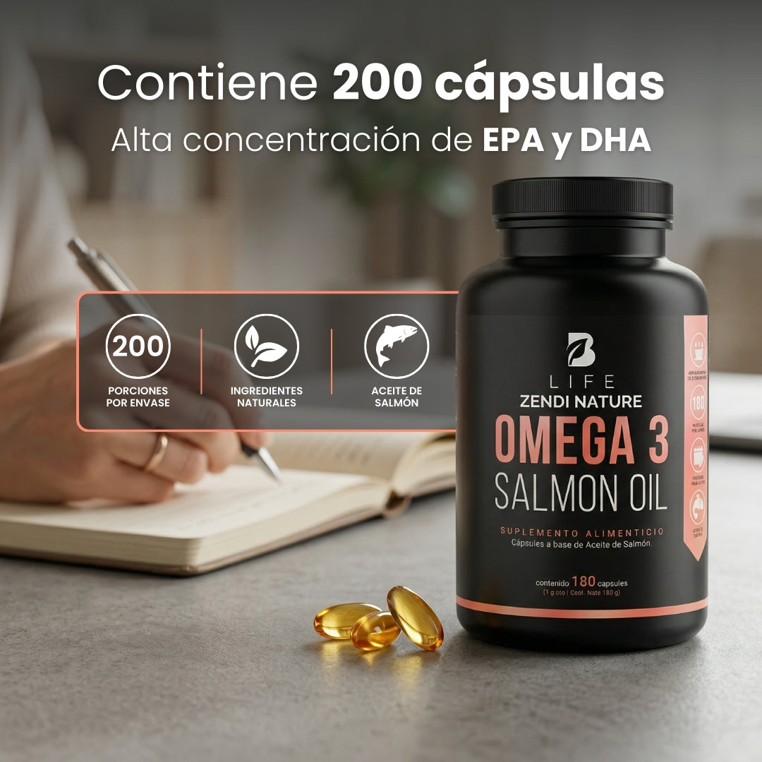 B Life Omega 3 Aceite Puro De Salmón | 90 Cápsulas | Máxima concentración de EPA y DHA | Omega 3 Salmon Oil.