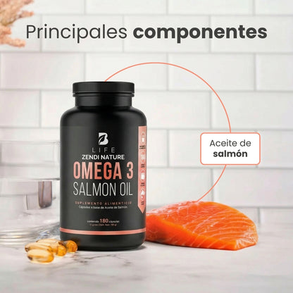 B Life Omega 3 Aceite Puro De Salmón | 90 Cápsulas | Máxima concentración de EPA y DHA | Omega 3 Salmon Oil.