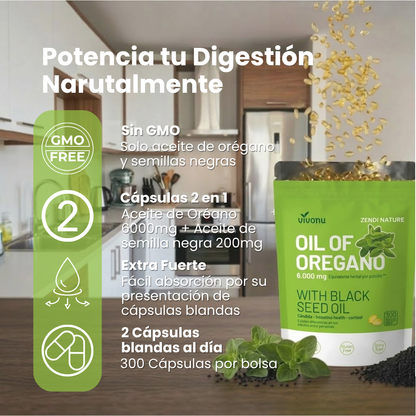 VIVONU® Aceite de Orégano + Semilla Negra🌿 (Solo 2 cápsulas al día, cambios desde el dia 1) 🔥 Para inflamación, digestión, antojos, mal aliento y más)