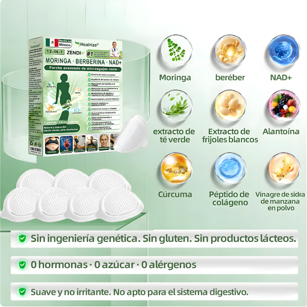 Tienda Oficial | 𝐻𝑒𝑎𝑙𝑟𝑖𝑧𝑒® 𝑴𝒐𝒓𝒊𝒏𝒈𝗮 · 𝐁𝐞𝐫𝐛𝐞𝐫𝐢𝐧𝐞 × 𝙉𝘼𝐃+ 𝟏2-en-1 𝗔𝗱𝘃𝗮𝗻𝗰𝗲𝗱 𝙉𝙖𝙣𝙤 𝙈𝙞𝙘𝙧𝙤𝙣𝙚𝙚𝐝𝐥𝐞 𝐏𝐚𝑡𝑐𝚑 🇲🇽 (Solo una vez al día, cambios visibles en 7 días) 👨‍⚕️ Para obesidad, piel flácida, diabetes, apnea del sueño, problemas articulares y más💝