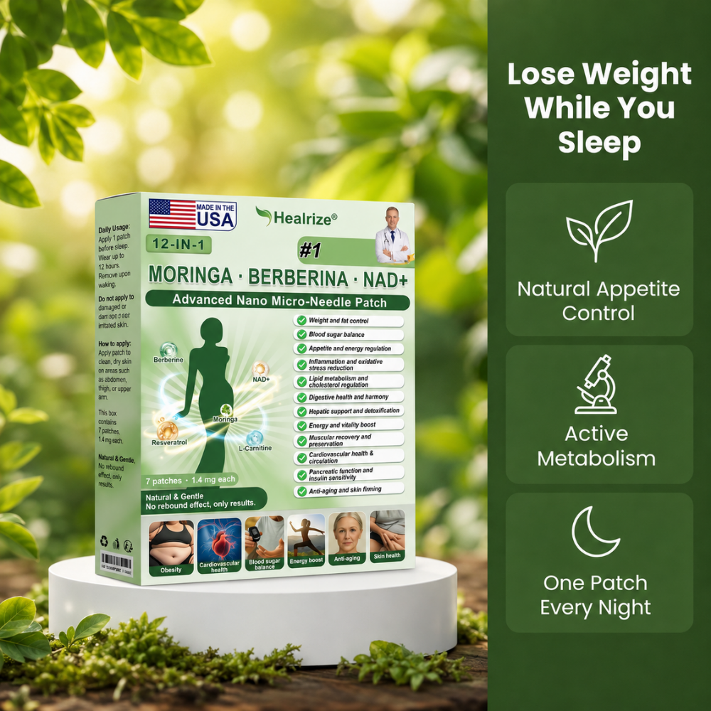 Official Store | Healrize® 2026 12-in-1 Slimming Patch with Moringa & Berberine × NAD+usa(Controls appetite, regulates blood sugar, prevents diabetes, and melts away sagging skin while you sleep)