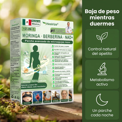 Tienda Oficial | Healrize® 2026 Parche Adelgazante 12-en-1 con Moringa · Berberina × NAD+ 🇲🇽 (Controla el apetito, regula el azucar, previene la diabetes, desaparece tu flacides mientras duermes)