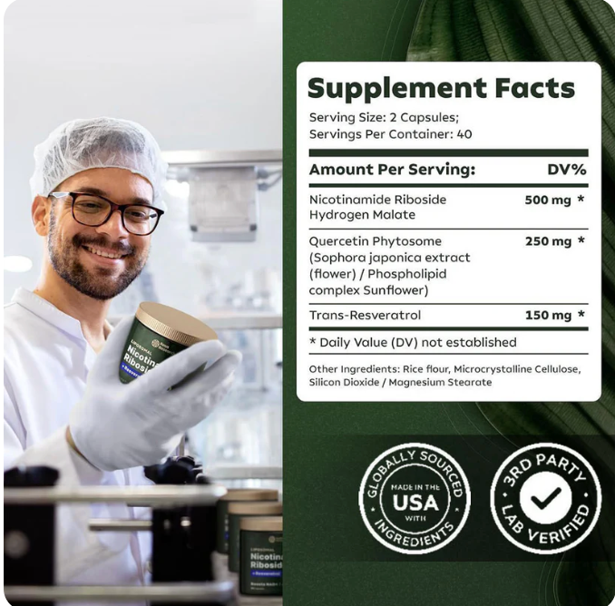 Restaura tu energía, rejuvenece tus células y potencia tu mente con NAD+ RESVERATROL, vive más y mejor