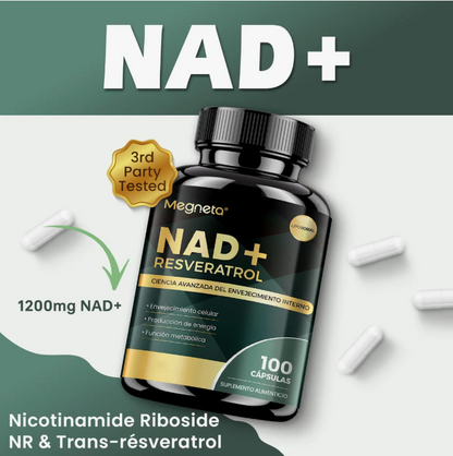 NAD+ Resveratrol 1200 mg | Hecho en EE. UU. | – Antienvejecimiento, Energía y Concentración
