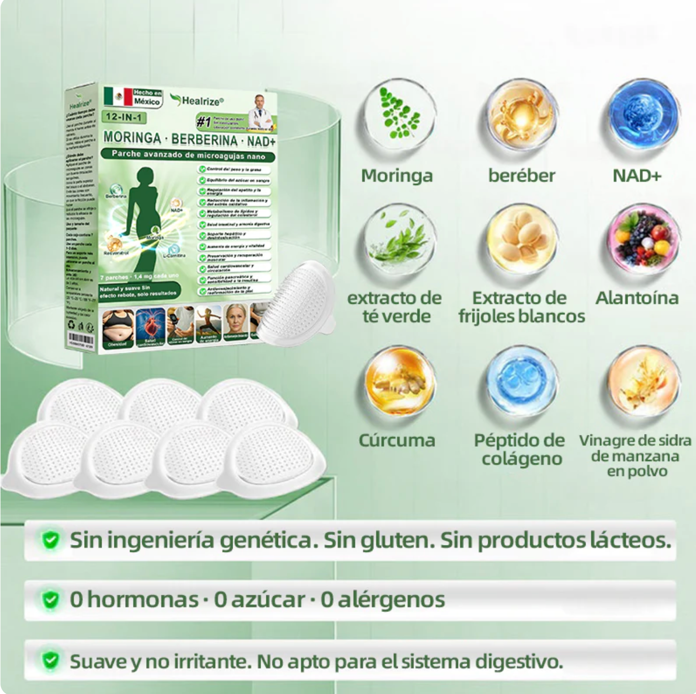 Tienda Oficial | Healrize® Moringa · Berberine × NAD+ 12-en-1 Advanced Nano Microneedle Patch 🇲🇽 (Solo una vez al día, cambios visibles en 7 días)