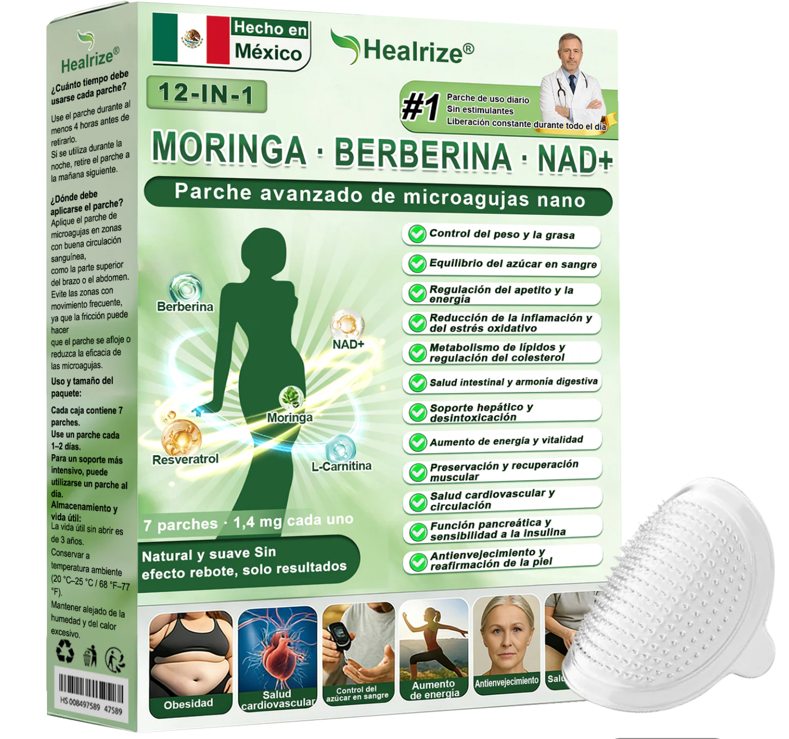 Tienda Oficial | Healrize® Moringa · Berberine × NAD+ 12-en-1 Advanced Nano Microneedle Patch 🇲🇽 (Solo una vez al día, cambios visibles en 7 días)