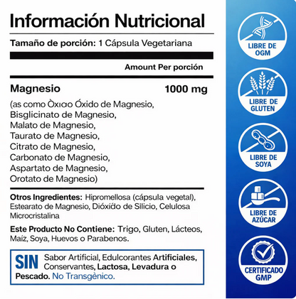 Complejo de Magnesio- optimiza tu rendimiento físico y mental y relaja tus músculos