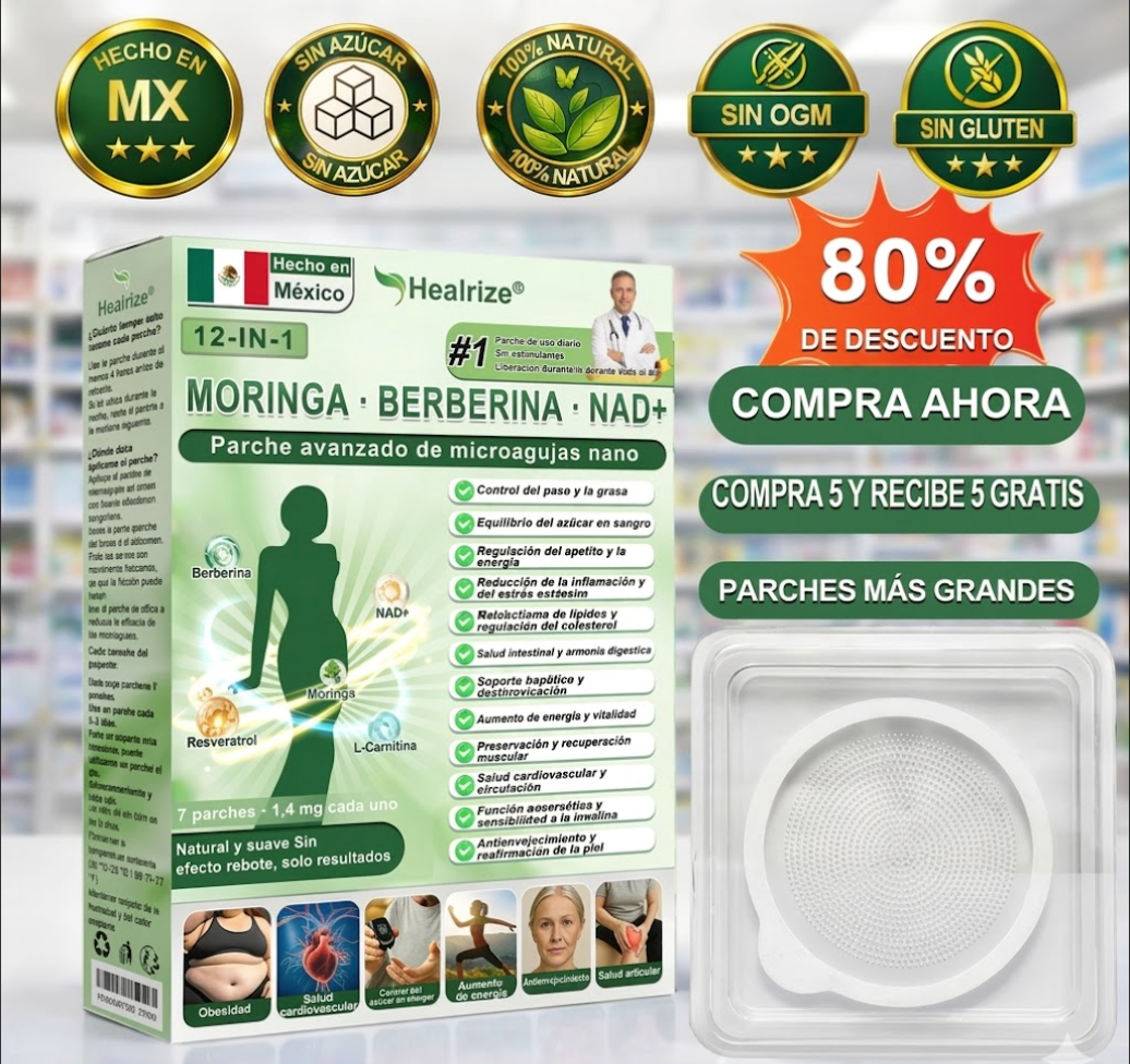 Tienda Oficial | Healrize® Moringa · Berberine × NAD+ 12-en-1 Advanced Nano Microneedle Patch 🇲🇽 (Solo una vez al día, cambios visibles en 7 días)