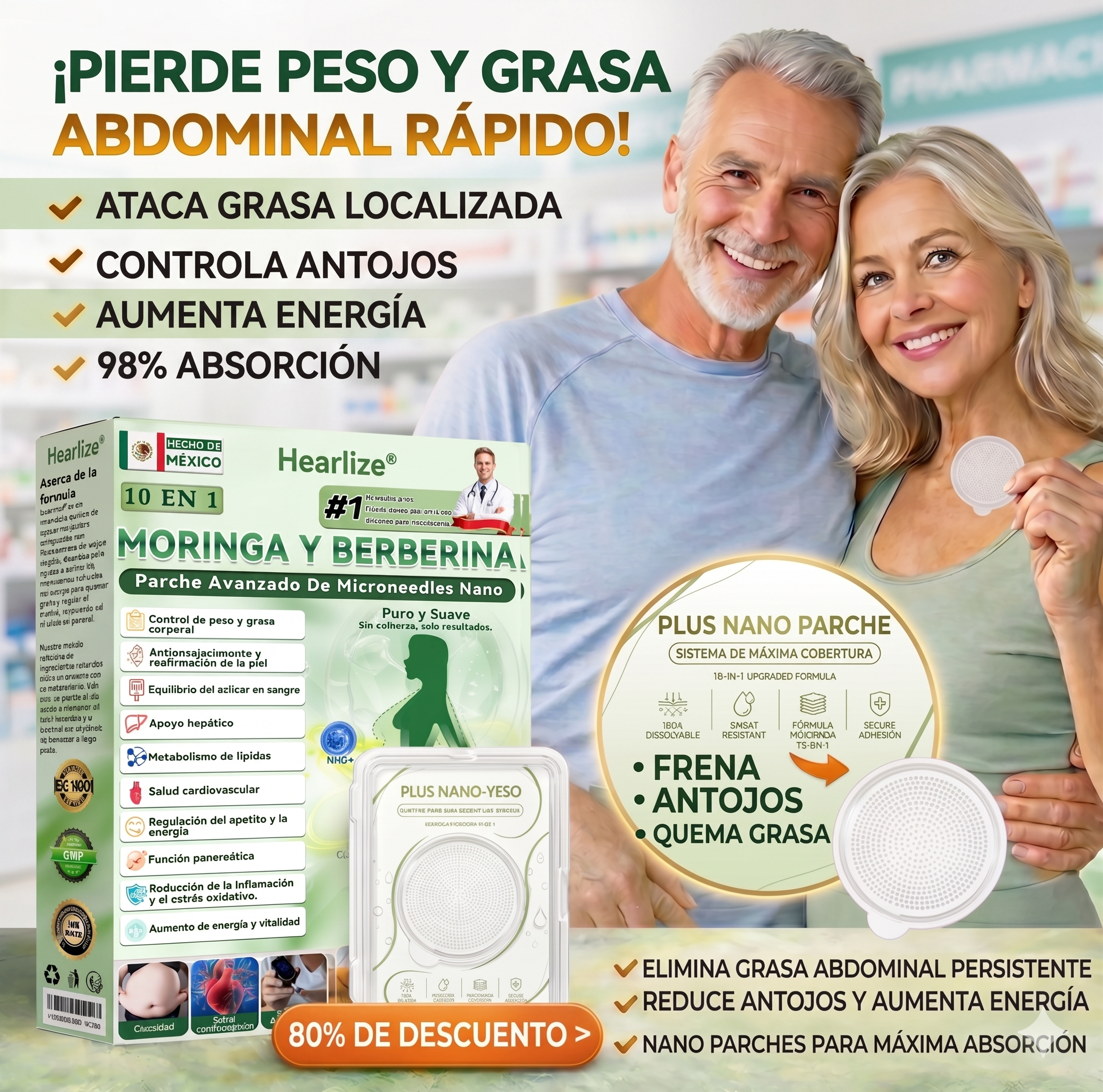 Tienda Oficial | Healrize® Moringa · Berberine × NAD+ 12-en-1 Advanced Nano Microneedle Patch 🇲🇽 (Solo una vez al día, cambios visibles en 7 días)