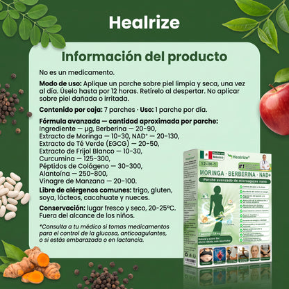 Tienda Oficial | Healrize® 2026 Parche Adelgazante 12-en-1 con Moringa · Berberina × NAD+ 🇲🇽 (Controla el apetito, regula el azucar, previene la diabetes, desaparece tu flacides mientras duermes)