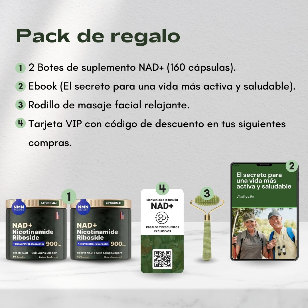 NAD+ RESVERATROL 900mg | Recupera la energía de tus 30s y detén el envejecimiento celular desde el primer dia