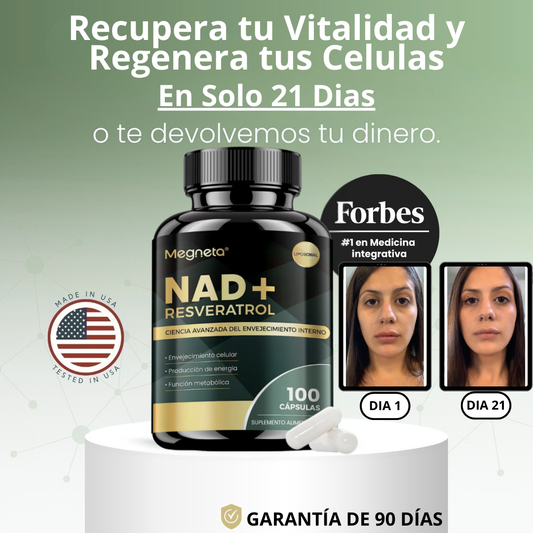 NAD+ Resveratrol 1200 mg | Hecho en EE. UU. | – Antienvejecimiento, Energía y Concentración desde la primer cápsula