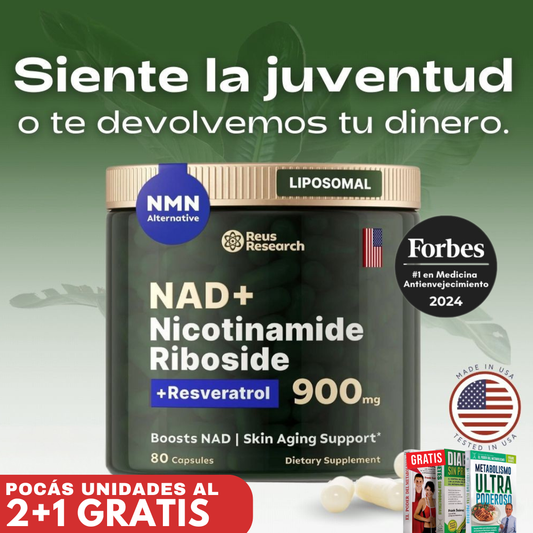 Restaura tu energía, rejuvenece tus células y potencia tu mente con NAD+ RESVERATROL, vive más y mejor