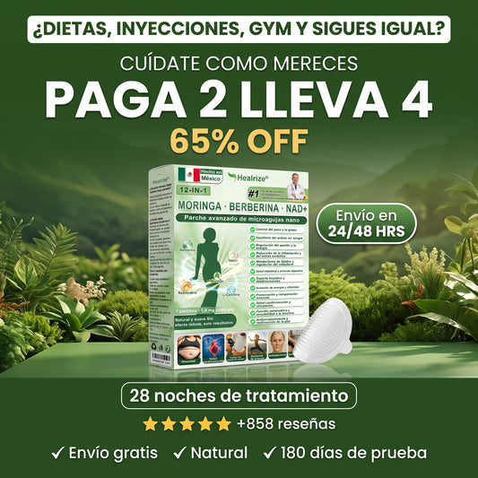Tienda Oficial | Healrize® 2026 Parche Adelgazante 12-en-1 con Moringa · Berberina × NAD+ 🇲🇽 (Controla el apetito, regula el azucar, previene la diabetes, desaparece tu flacides mientras duermes)