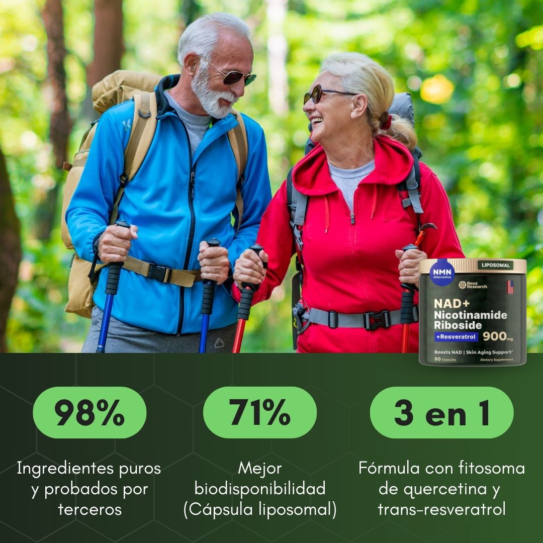 Restaura tu energía, rejuvenece tus células y potencia tu mente con NAD+ RESVERATROL, vive más y mejor